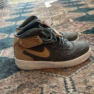 Nike High-Top Sneakers in Gray and Tan